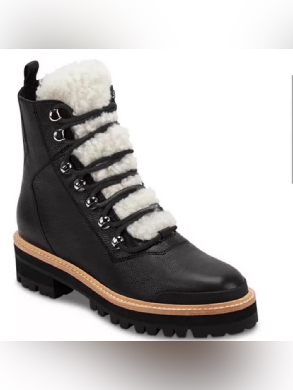 Marc Fisher LTD Izzie boots Black Faux-Shearling Lace-Up Winter Boots